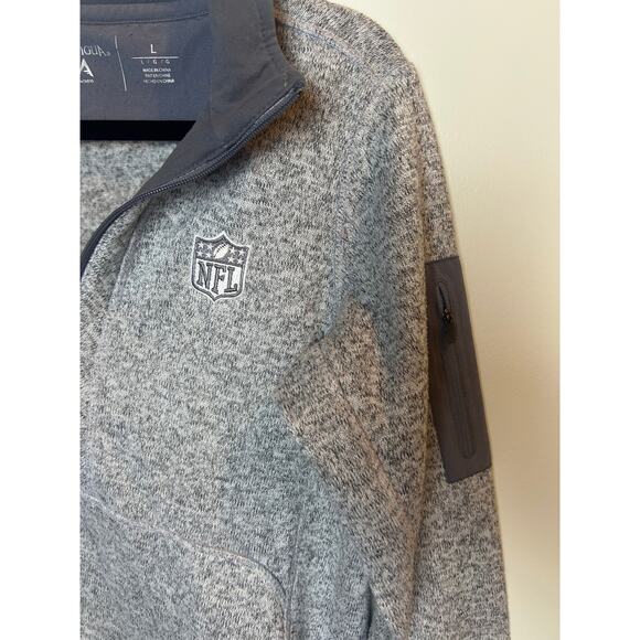 Antigua NFL Women Gray Quarter Zip Pullover Size Large L Collar Elbow Patch - Picture 7 of 7